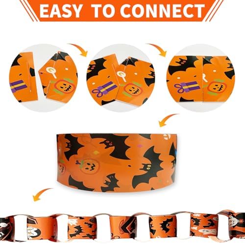 Halloween Paper Chain Garland Hanging Paper Banner Party Decorations - Paper Chain