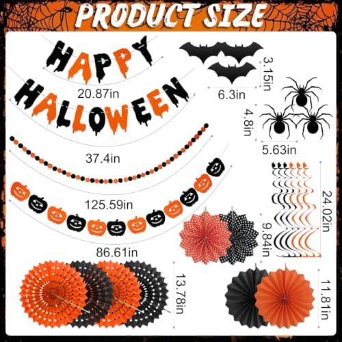 Happy Halloween Banner Garland Paper Decorations for Halloween Party Supplies - Happy Halloween