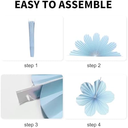 Royal Blue Party Decortaions Blue White Paper Flower Fans for 16th Boy Birthday Baby Shower Man Father Party 8Pcs