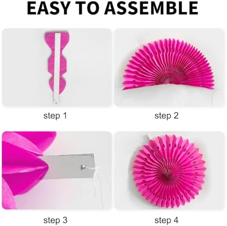Pink Decorations for Party Paper Honeycomb Fans Hot Pink 10Pcs