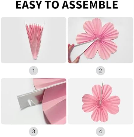 Pink Party Decorations Heart Shape Paper Flower Fans for Wall Hot Pink