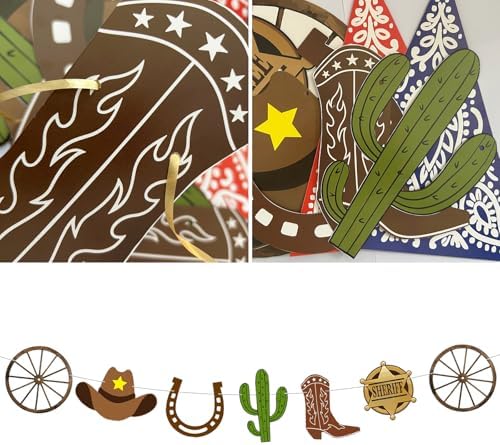 Cowboy Party Decorations Hanging Bandana Banner Garland Cowboy Banner 4Pcs