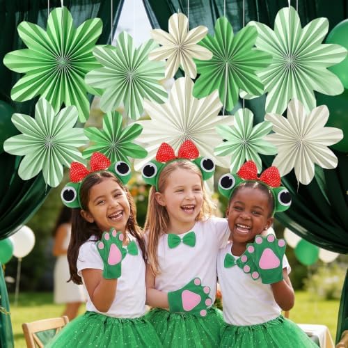Green Paper Flower Sage Green White Paper Hanging Fans for Wall(10Pcs)