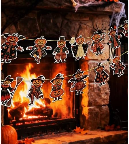 Halloween Pumpkin Banner Garland Paper Pumpkins Hanging Party Decorations - Pumpkin