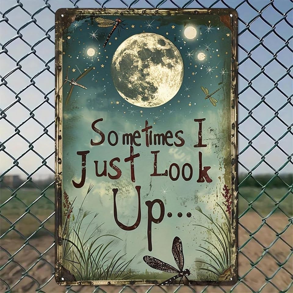 Niekea Moon Rustic Metal Sign - Vintage Indoor Outdoor Wall Decor 8x12