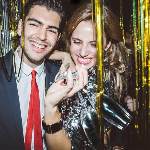 Metallic Foil Curtain Backdrop 2 Pack Party Decorations Tinsel Streamers for Birthday Wedding Bachelorette Christmas - Gold