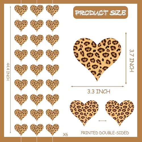 Leopard Print Heart Garlands Cheetah Theme Party Decorations 6Pcs Animal Print Heart Hanging Paper Garland Banners Wild Party Decor for Girls Women Birthday Bachelorette Bridal Shower Supplies