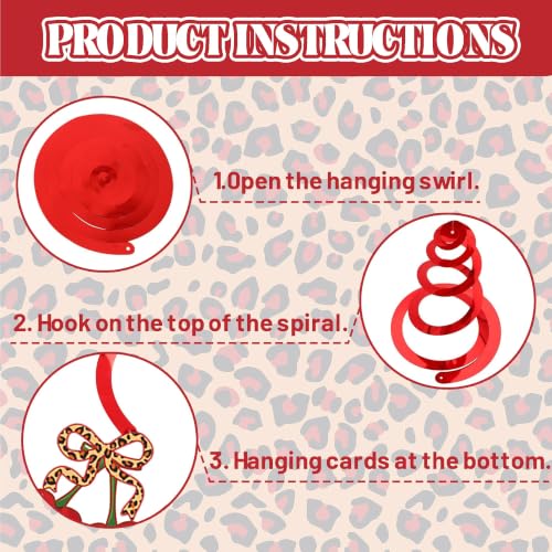 Cheetah Print Hanging Swirls Party Decorations, Red Black Cheetah Cherry Garland for Bachelorette Party, Girls Night, Birthday, Bridal Shower, Wild Animal Theme Party Supplies (Cherry red)