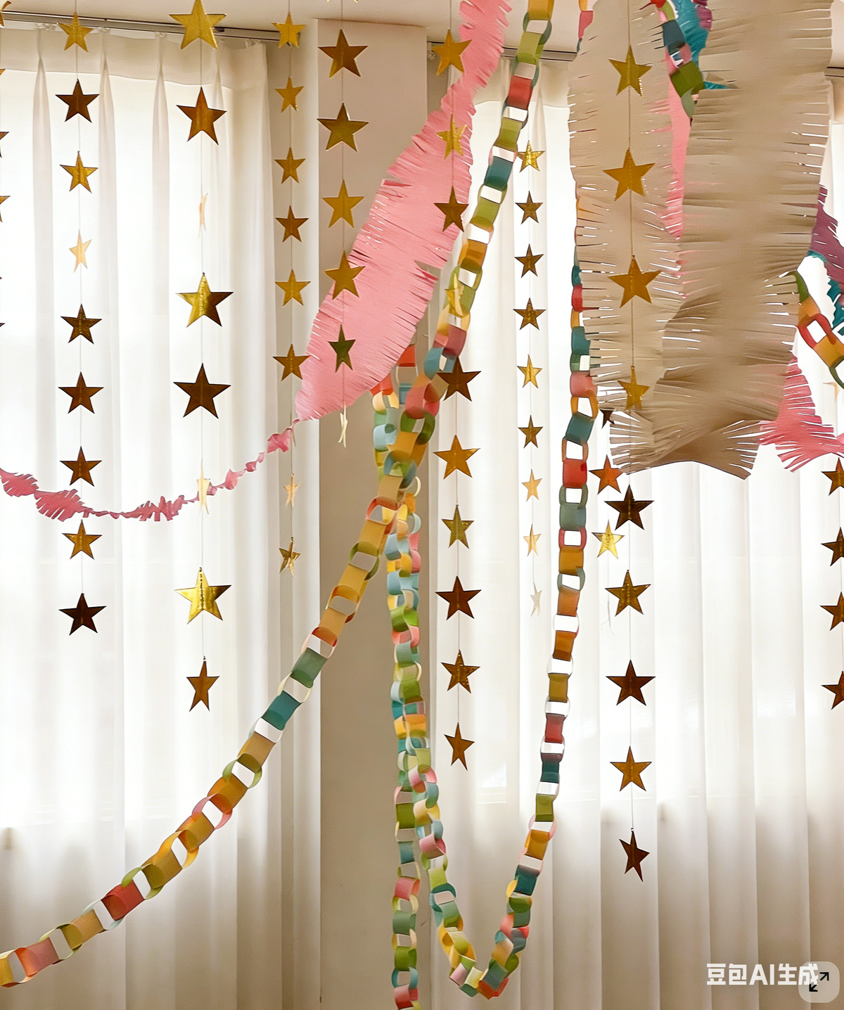 Paper Chain Garland Colorful Hanging Paper Chain Strips 300Pcs 2in*9in