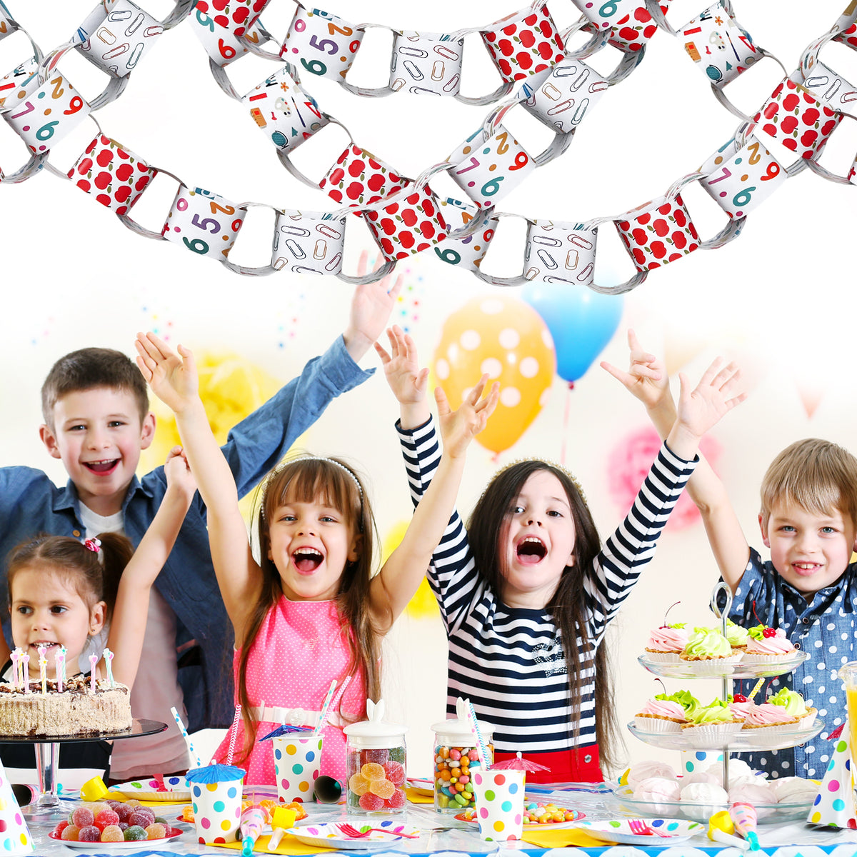 Back to School Decorations Apple Pencil Hanging Paper Chain Garlands