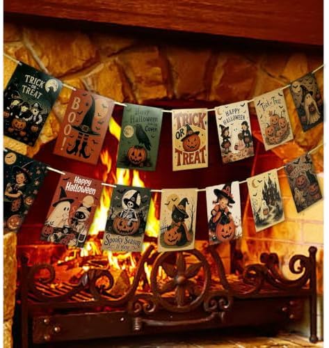 Trick or Treat Banner Garland Halloween Paper Decorations for Party Supplies - Trick or Treat