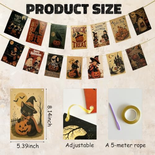 Trick or Treat Banner Garland Halloween Paper Decorations for Party Supplies - Trick or Treat