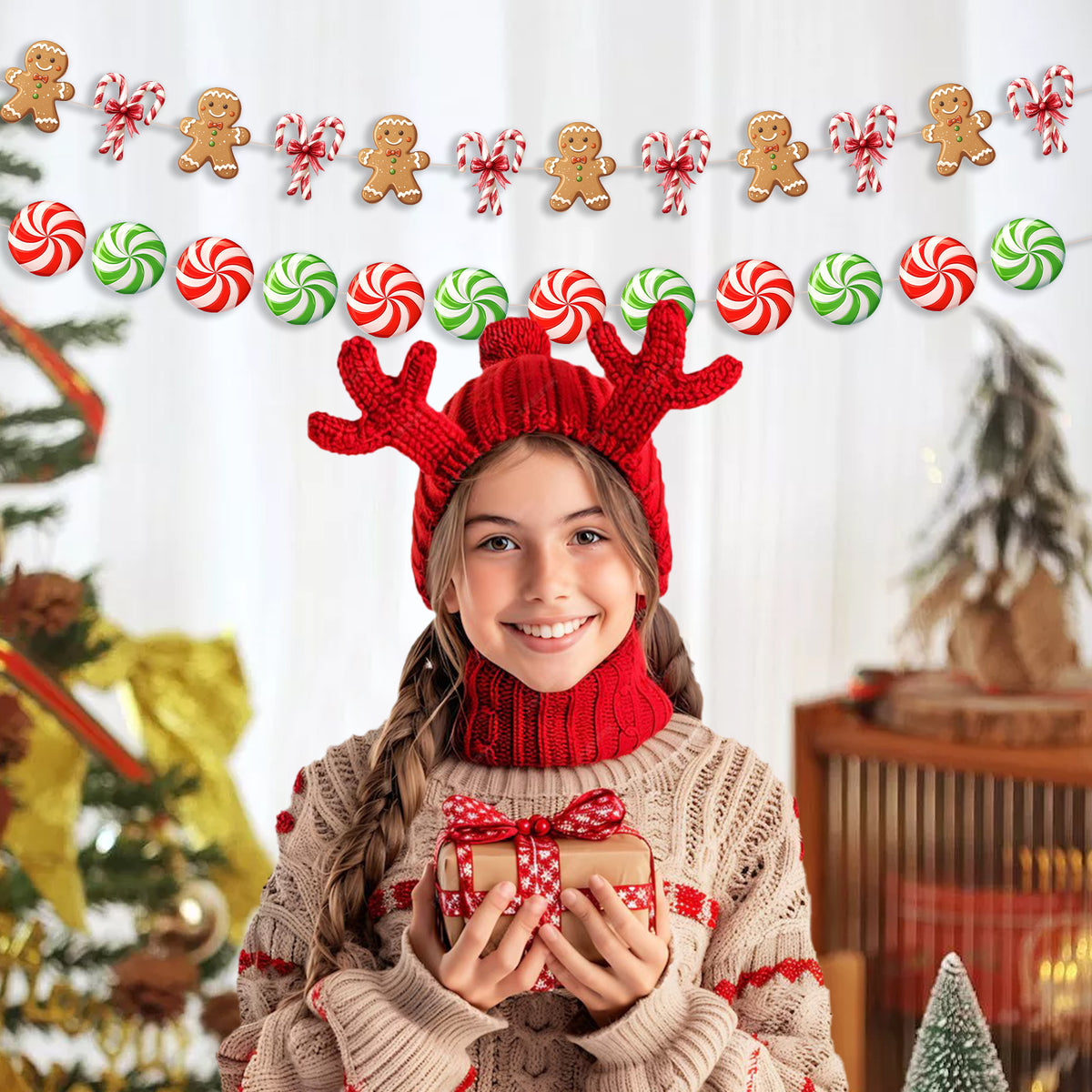 Gingerbread Christmas Decorations Paper Gingerbread Man Banner for Wall