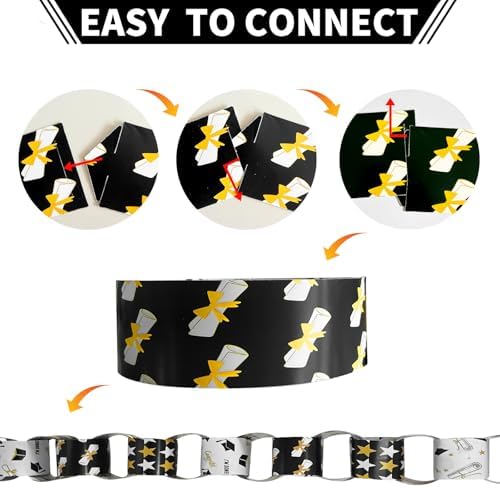 Graduation Banner Black Yellow White Hanging Paper Chain Garlands
