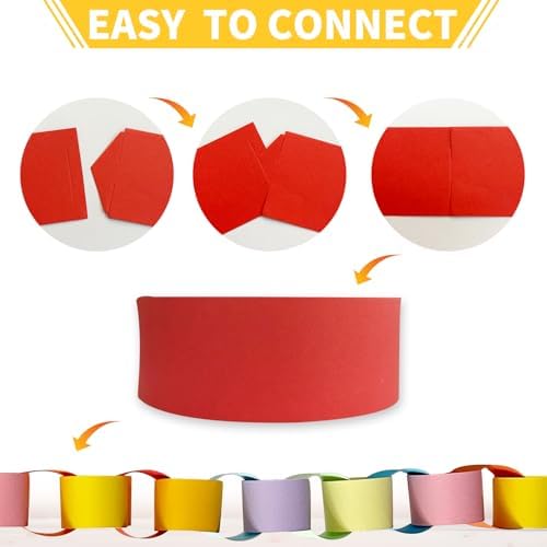 Paper Chain Garland Colorful Hanging Paper Chain Strips 300Pcs 2in*9in