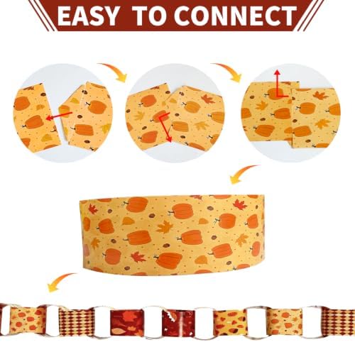 Fall Paper Chain Garland Maple Pumpkin for Autumn Thanksgiving Supplies