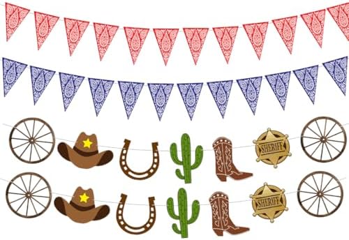 Cowboy Party Decorations Hanging Bandana Banner Garland Cowboy Banner 4Pcs