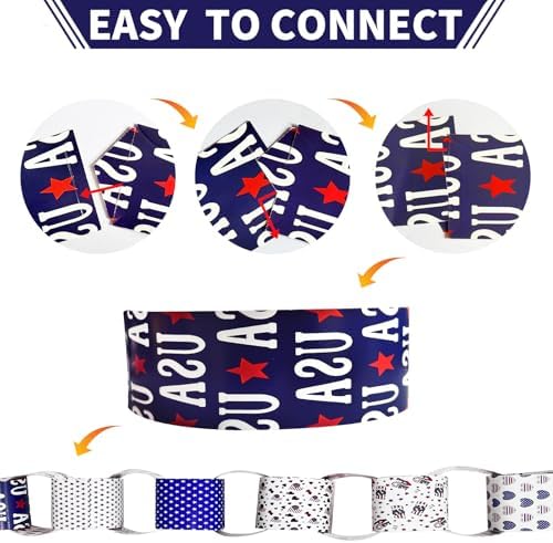 4th of July Paper Strips Blue Red Star Paper Chain Garland 300 Pcs