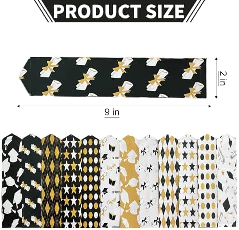 Graduation Banner Black Yellow White Hanging Paper Chain Garlands