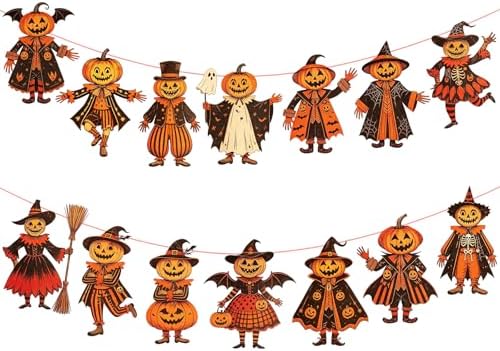 Halloween Pumpkin Banner Garland Paper Pumpkins Hanging Party Decorations - Pumpkin
