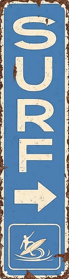 Niekea Surf Beach Nautical Metal Sign 4x16 - Coastal Outdoor Wall Art