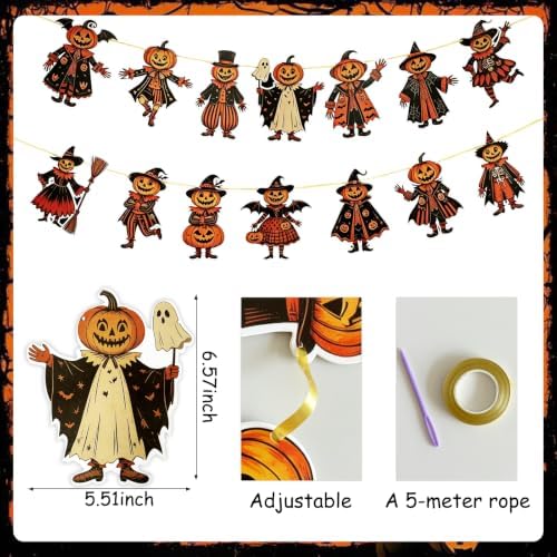 Halloween Pumpkin Banner Garland Paper Pumpkins Hanging Party Decorations - Pumpkin