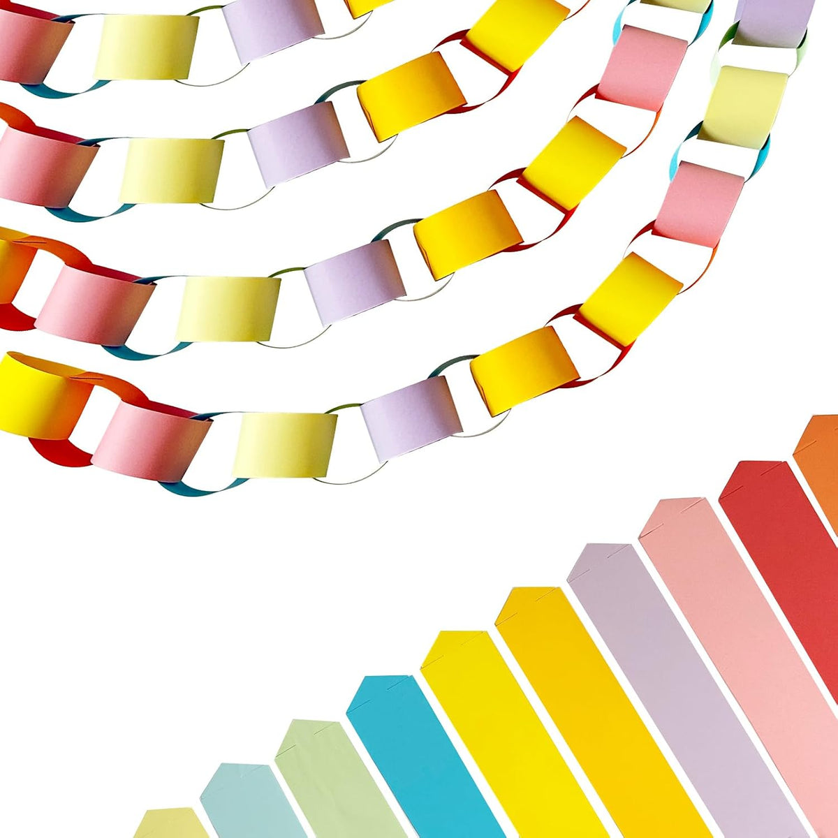 Paper Chain Garland Colorful Hanging Paper Chain Strips 300Pcs 2in*9in