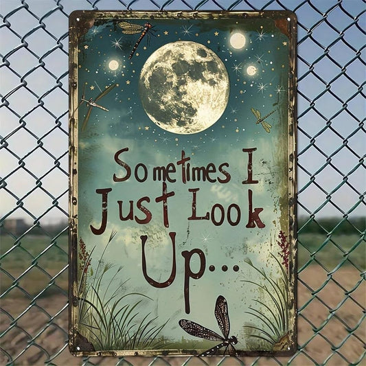 Niekea Moon Rustic Metal Sign - Vintage Indoor Outdoor Wall Decor 8x12