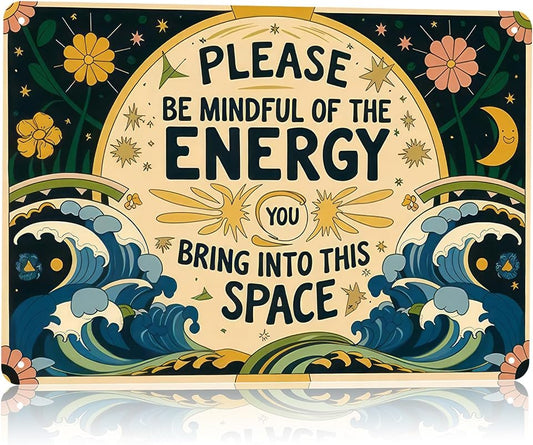 Niekea Good Energy Vintage Boho Metal Sign - Inspirational Wall Decor