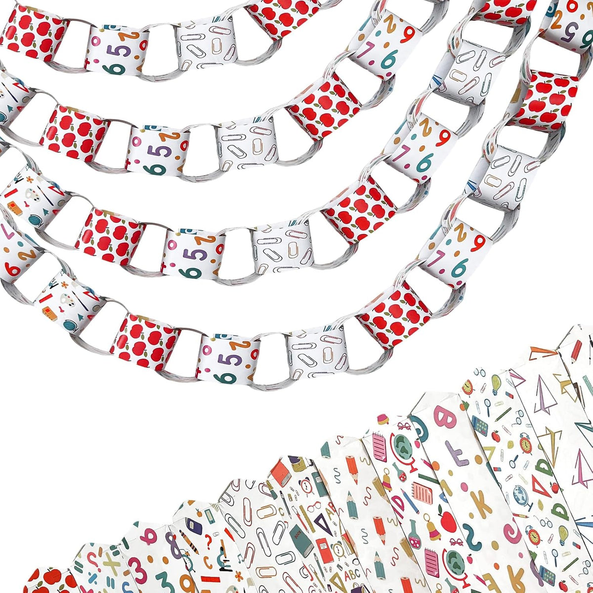 Back to School Decorations Apple Pencil Hanging Paper Chain Garlands