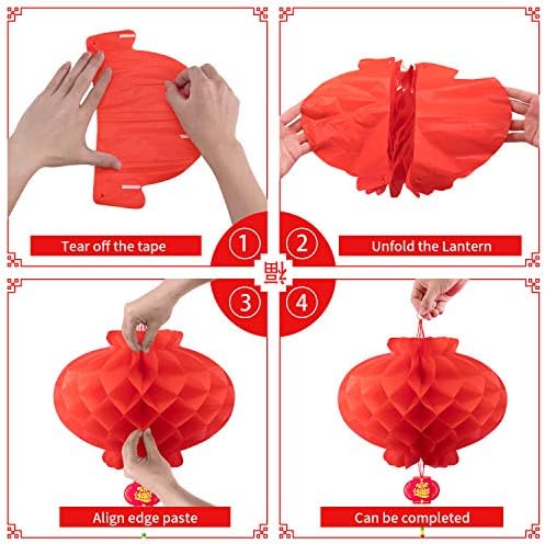 Favide 20 Pieces 10 Inch Chinese Red Paper Lanterns Festival Decorations