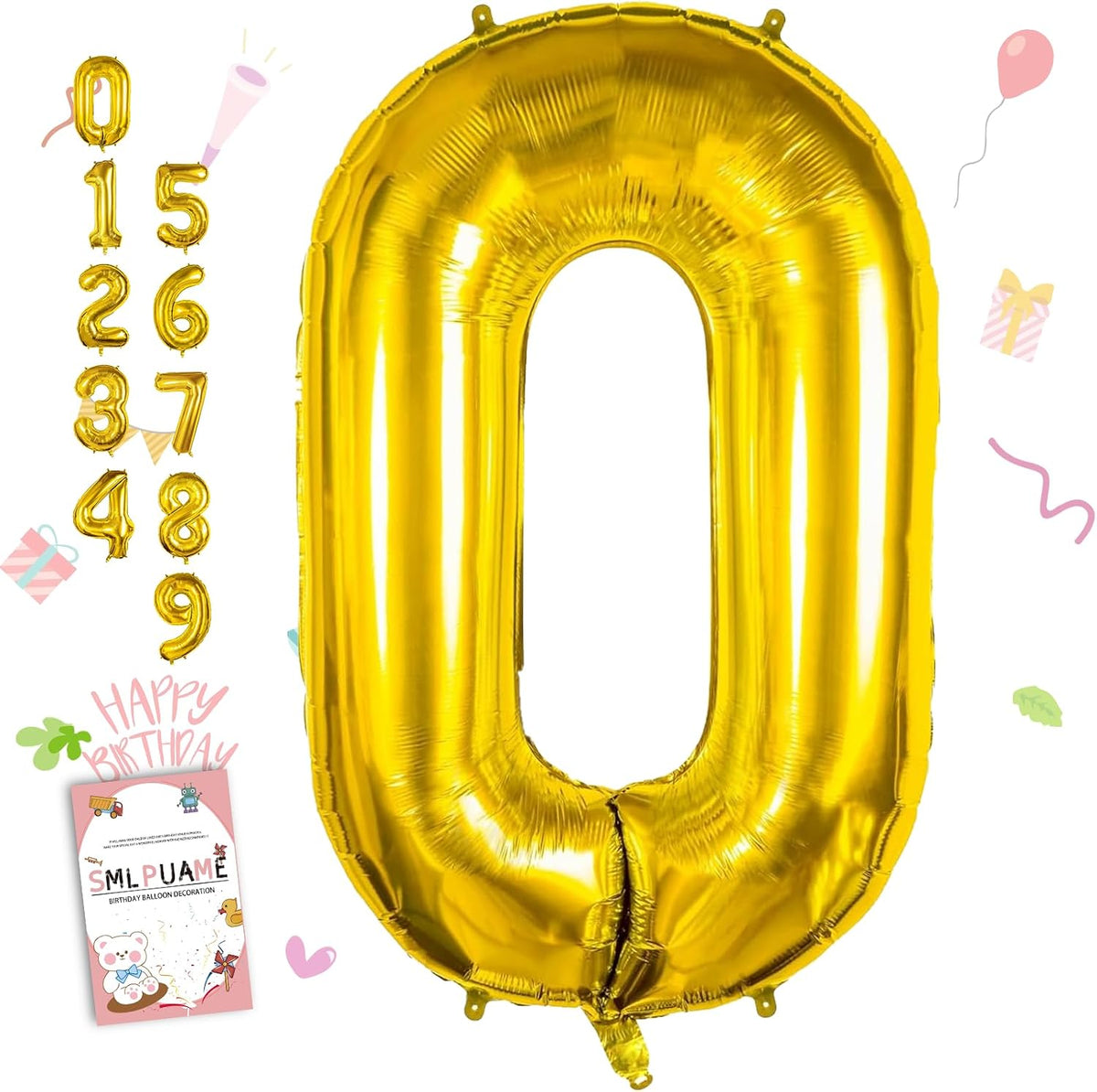 40 Inch Number Balloons 0-9, Large Foil Mylar Digital Number Balloons for Birthday Party Decorations, Helium Number Balloon for Anniversary Wedding Baby Shower Graduation - gold