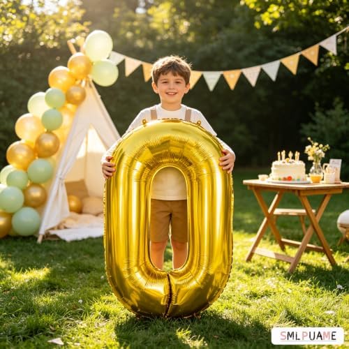 40 Inch Number Balloons 0-9, Large Foil Mylar Digital Number Balloons for Birthday Party Decorations, Helium Number Balloon for Anniversary Wedding Baby Shower Graduation - gold