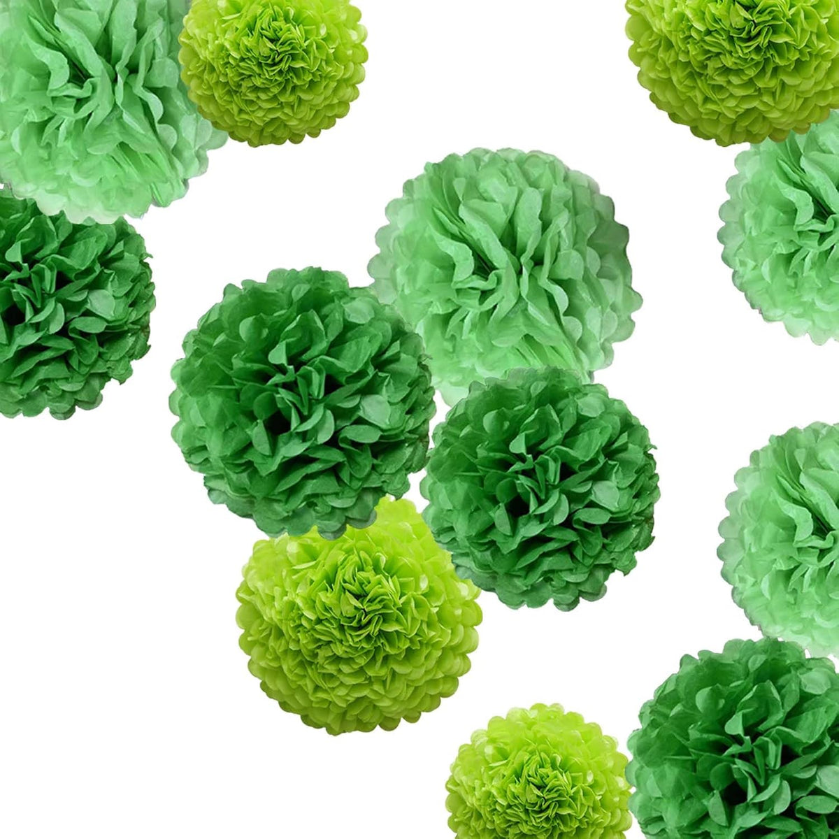 St. Patrick's Day Decorations Green Tissue Paper Pom Poms Hanging Paper Flower Balls 12pcs - Green