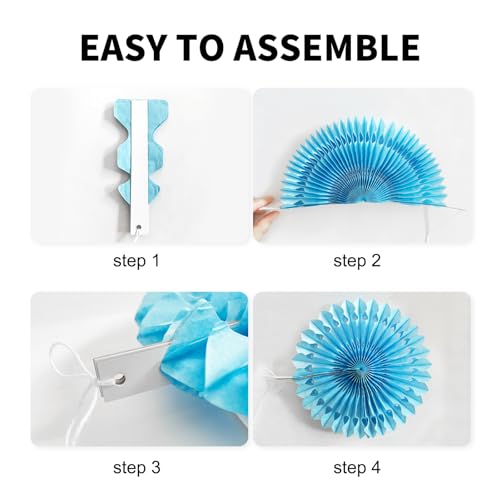 Hanging Honeycomb Paper Fan Party Decorations for St.Patrick Day Christmas Ocean Boy Girl Birthday 10Pack - Blue