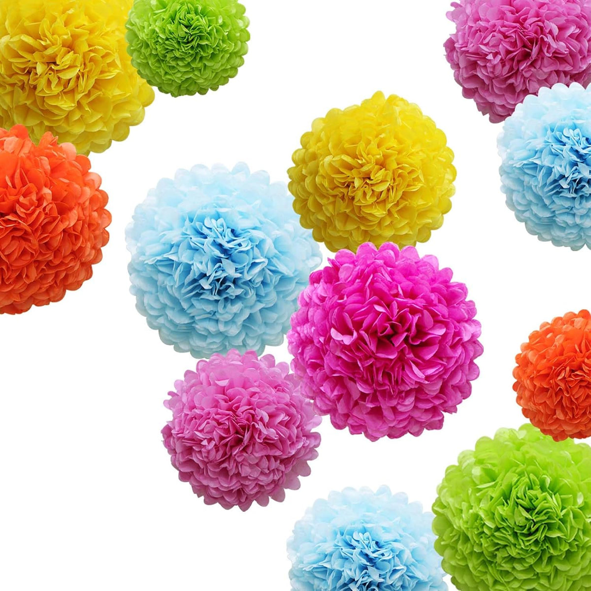 Easter Decorations Fiesta Colorful Tissue Paper Pom Poms Hanging Paper Flower Balls 12pcs - Fiesta Colorful