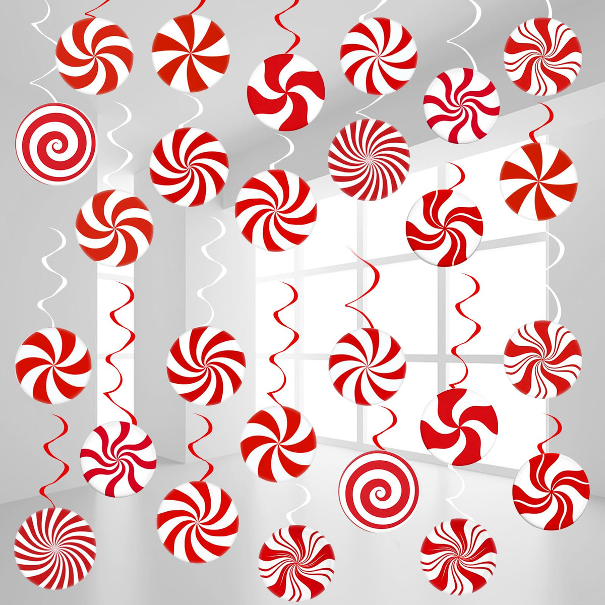 Christmas Ceiling Hanging Decorations Candy Cane Peppermint Hanging Swirls