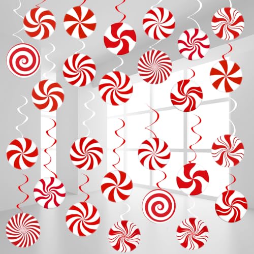 Christmas Ceiling Hanging Decorations Candy Cane Peppermint Hanging Swirls
