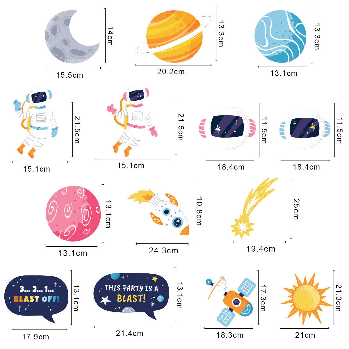 Space Birthday Party Decorations, Outer Space Happy Birthday Banner with Astronaut Cake Toppers and Rocket Cutouts, Moon and Astronaut Topper for a Kids Space Theme Birthday, Galaxy Party Supplies