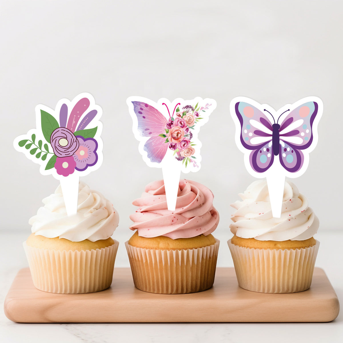 Purple Butterfly Party Decorations, Butterfly Happy Birthday Banner with Hanging Swirls and Cupcake Toppers, Tea Party and Spring Garden Party Supplies for Girls