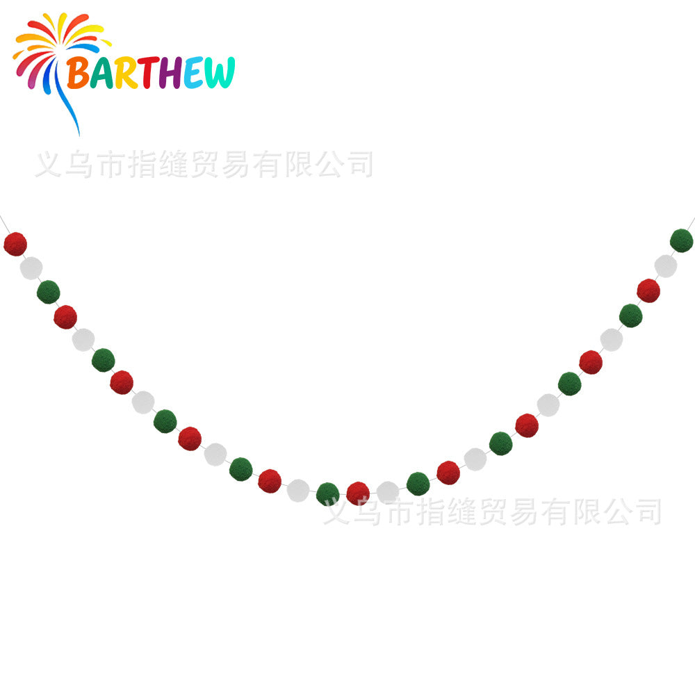 Pom Pom Garland, Felt Ball Decorations, 60 Pcs Felt Balls with 2 x 3m Fishing Line and Needle, DIY Pom Pom Banner for Christmas Halloween Fall Thanksgiving Birthday Baby Shower Wedding Party Decorations - Christmas