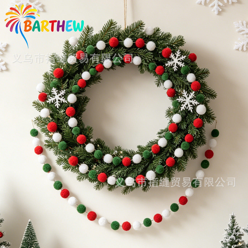 Pom Pom Garland, Felt Ball Decorations, 60 Pcs Felt Balls with 2 x 3m Fishing Line and Needle, DIY Pom Pom Banner for Christmas Halloween Fall Thanksgiving Birthday Baby Shower Wedding Party Decorations - Christmas