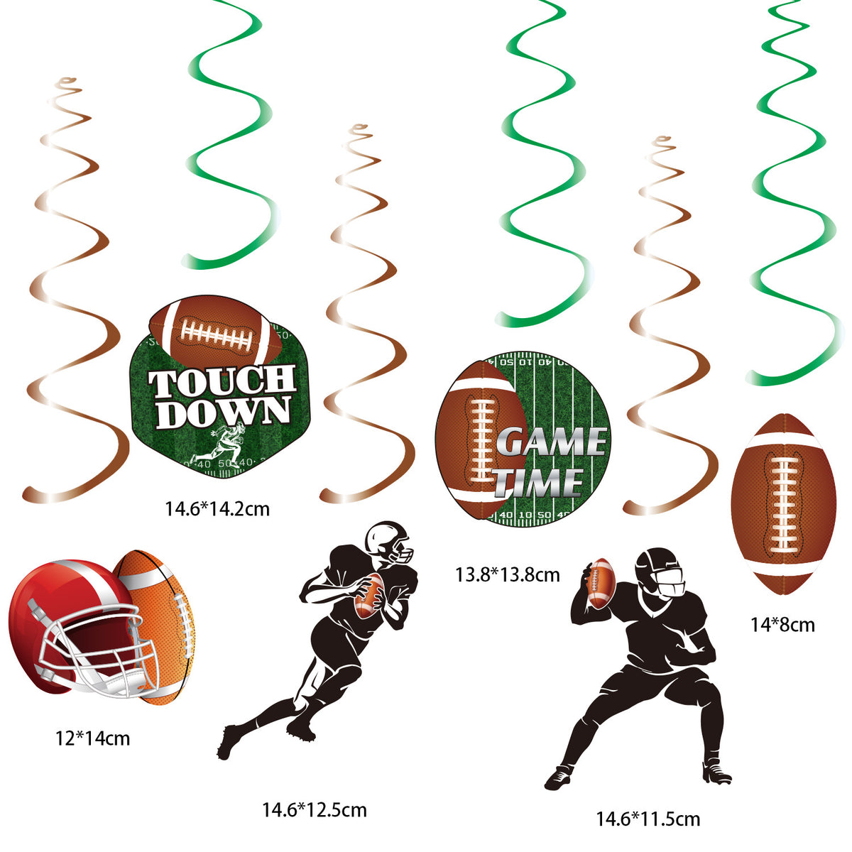 Football Party Decorations, American Football Birthday Party Set with 9 Honeycomb Centerpieces, 6 Hanging Swirls, Touchdown Pennant Banner and Football Garland, Game Day Table Decor for Kids and Adults