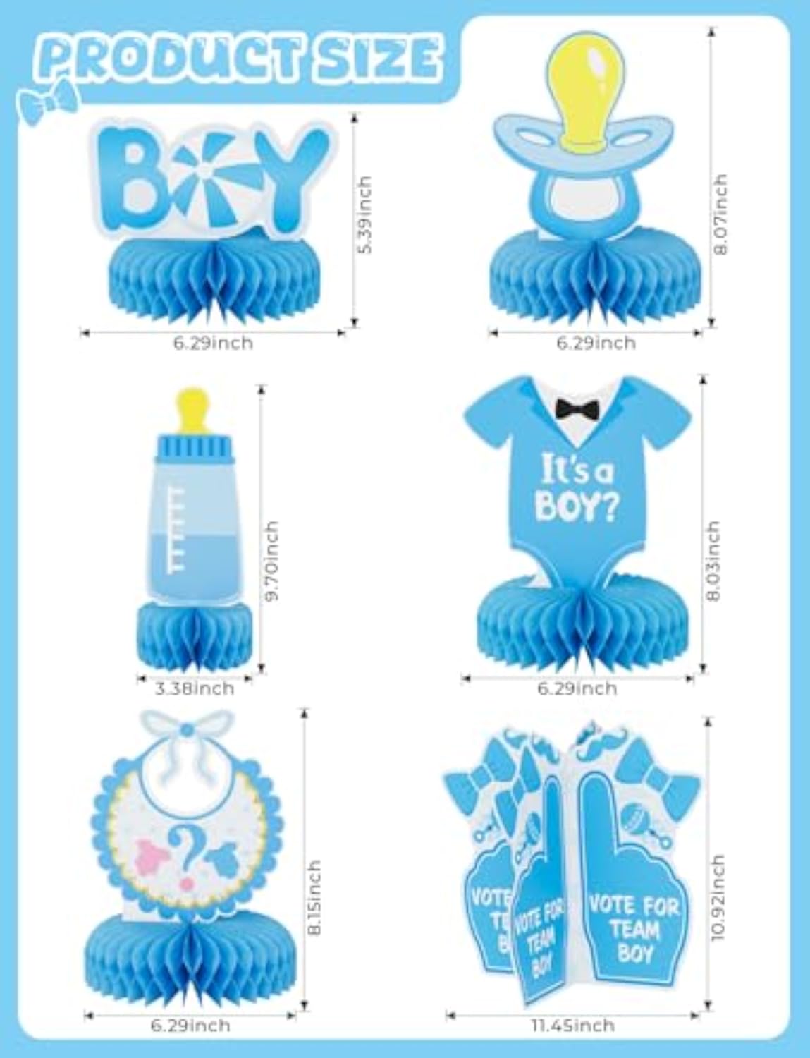 Baby Gender Reveal Table Decorations, 12 Pcs Boy or Girl Honeycomb Centerpieces for Tables, Blue and Pink Baby Shower Table Decor for Pregnancy Announcements and Newborn Parties