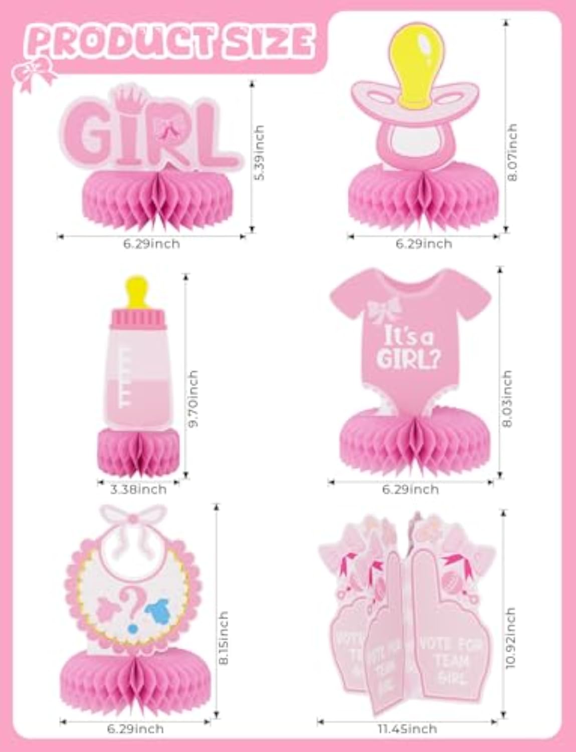 Baby Gender Reveal Table Decorations, 12 Pcs Boy or Girl Honeycomb Centerpieces for Tables, Blue and Pink Baby Shower Table Decor for Pregnancy Announcements and Newborn Parties