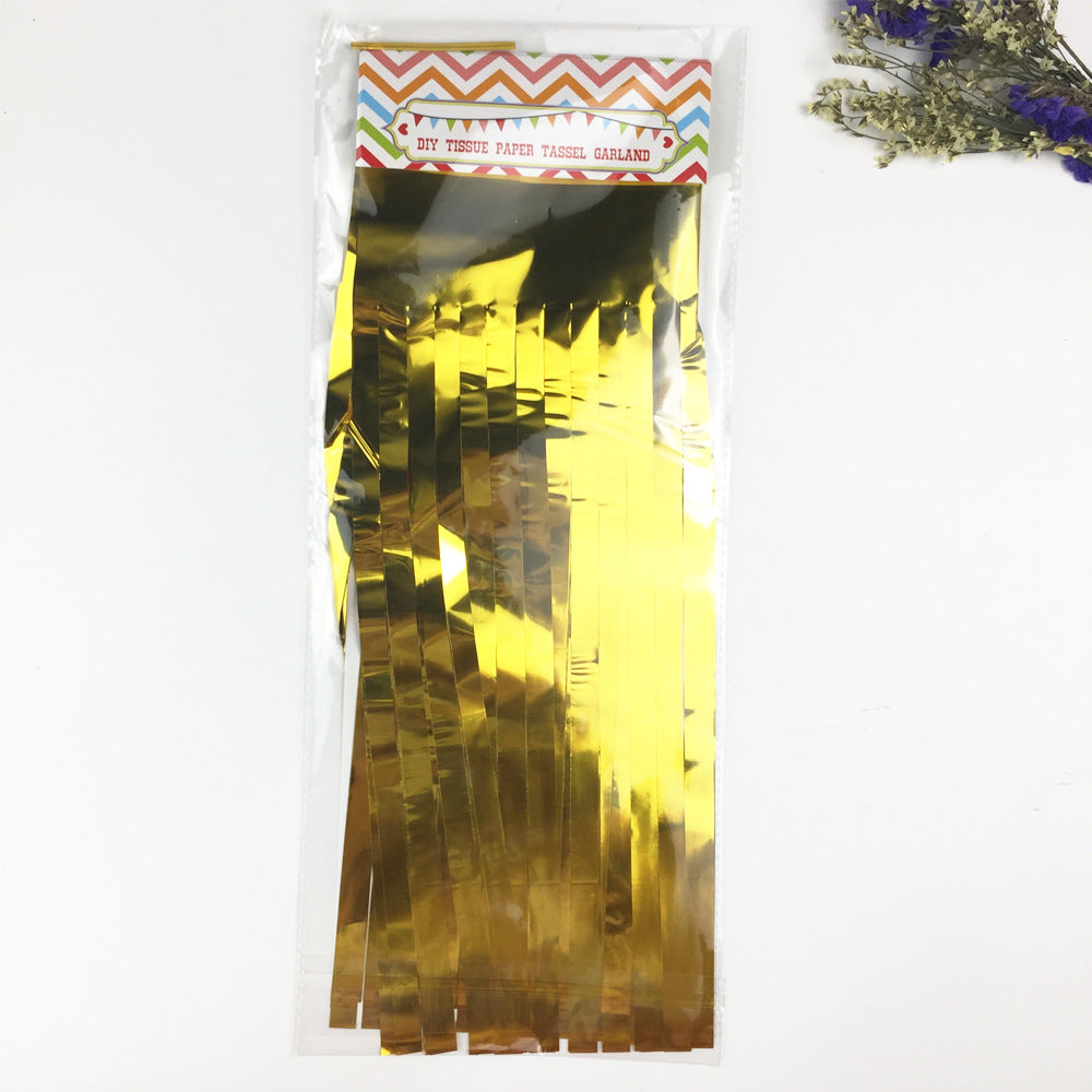 Tissue Paper Tassel Garland Kit, 5 Tassels per Pack, DIY Paper Tassel Streamers in 29 Colors, 14in / 35cm Each, Party Backdrop Ceiling and Table Decorations - Gold