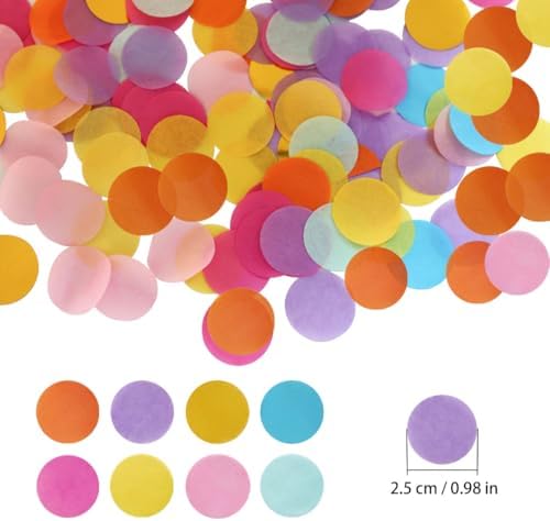 10000 Pieces 1 Inch Round Tissue Paper Confetti, 3.5 oz Multicolor Round Tissue Confetti, for Weddings, Anniversaries, Arts Craft DIY Scrapbooking - Multicolor