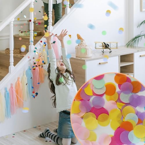 10000 Pieces 1 Inch Round Tissue Paper Confetti, 3.5 oz Multicolor Round Tissue Confetti, for Weddings, Anniversaries, Arts Craft DIY Scrapbooking - Multicolor