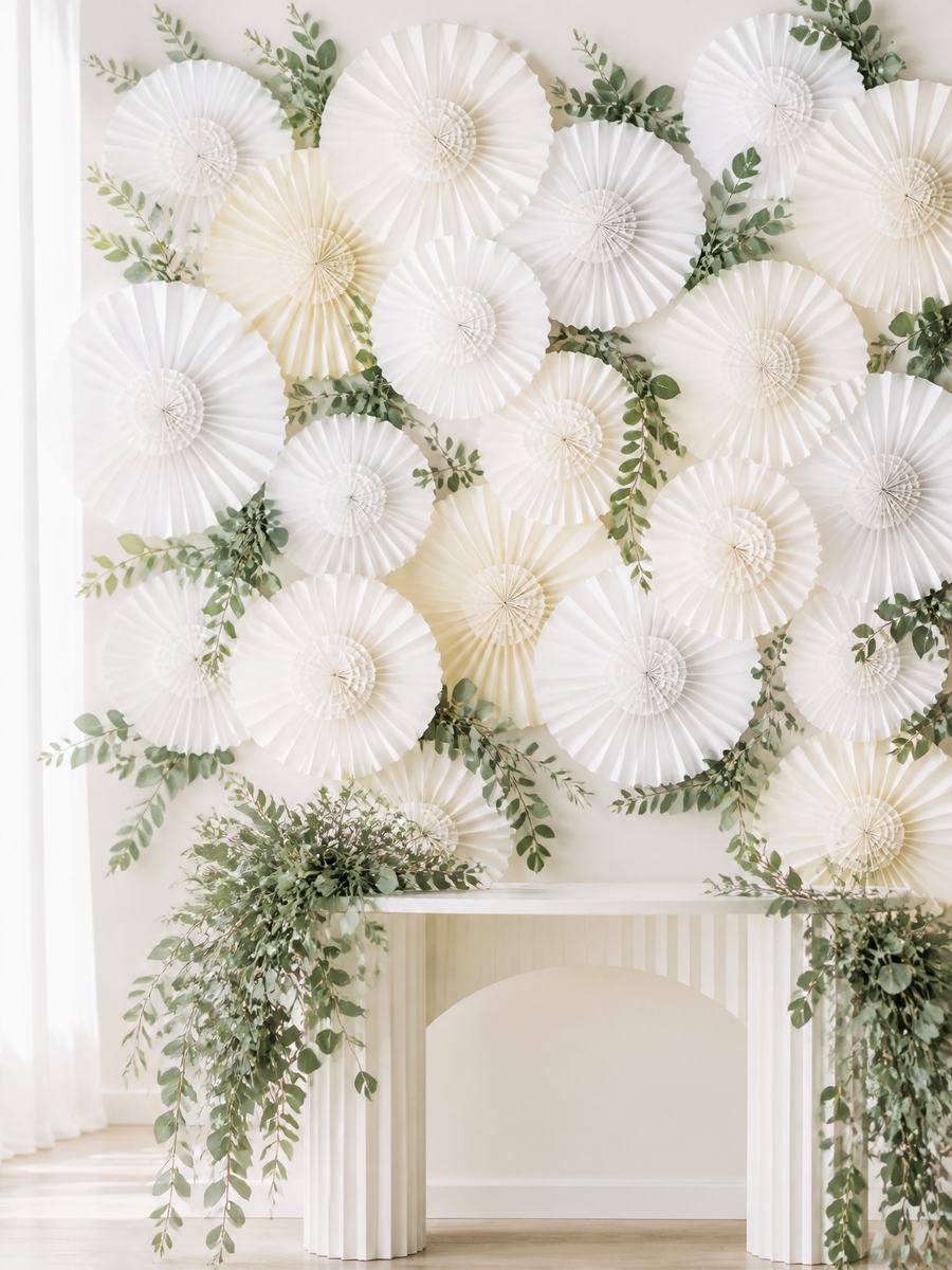 Wedding paper fan flower wall